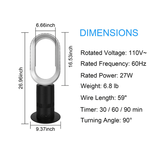 Bladeless Tower Fan with Remote Control-27inch - Simple Deluxe