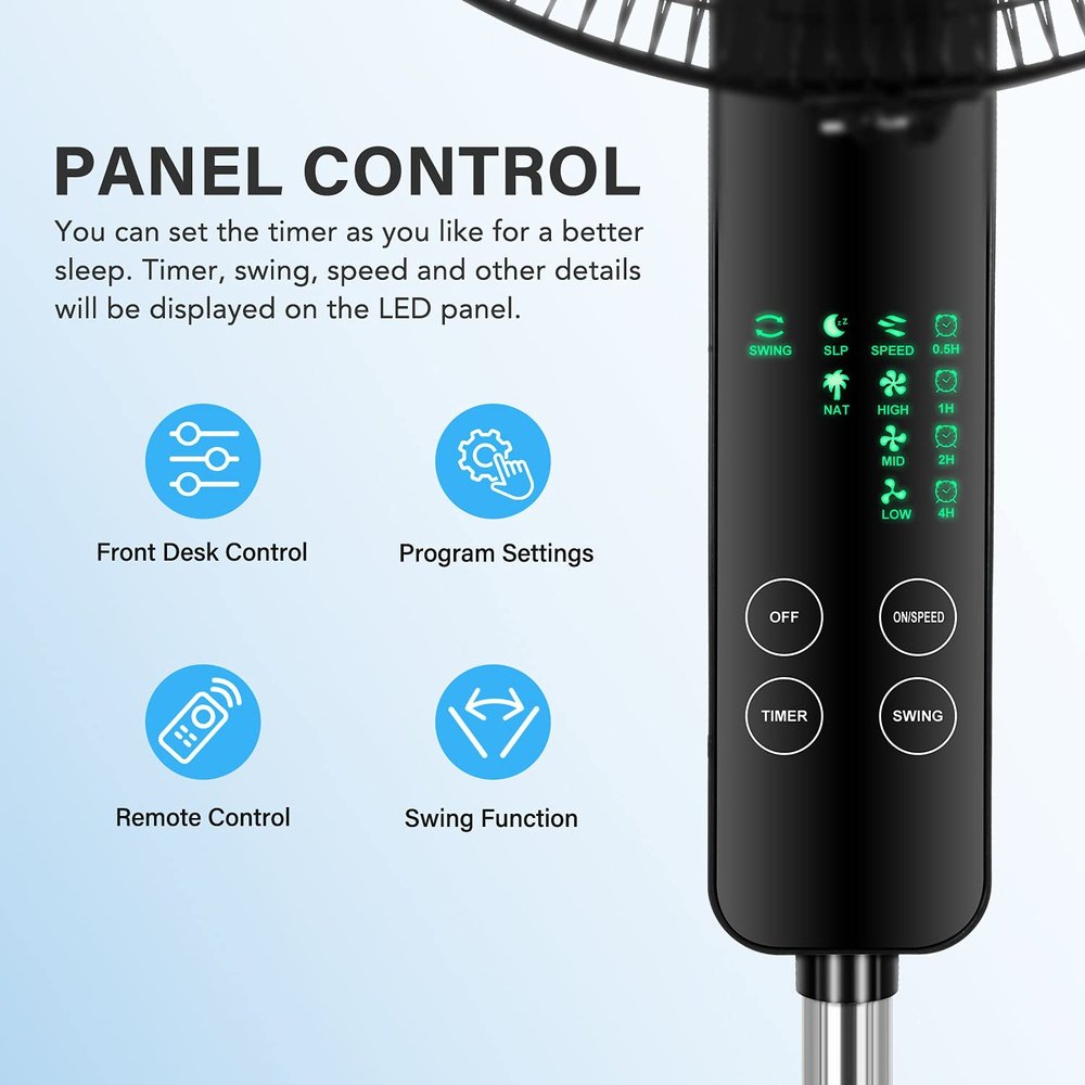 Stand Fan Remote Oscillating Standing Fan with Remote Control-16inch – Simple Deluxe